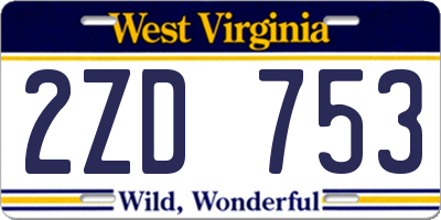 WV license plate 2ZD753