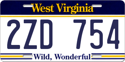 WV license plate 2ZD754