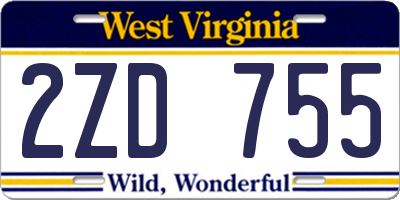 WV license plate 2ZD755