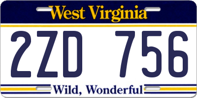 WV license plate 2ZD756