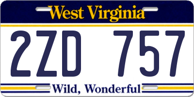 WV license plate 2ZD757