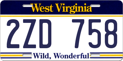 WV license plate 2ZD758