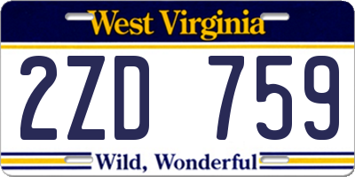 WV license plate 2ZD759