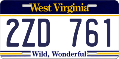 WV license plate 2ZD761