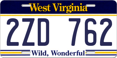 WV license plate 2ZD762