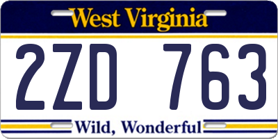 WV license plate 2ZD763