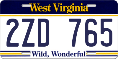 WV license plate 2ZD765