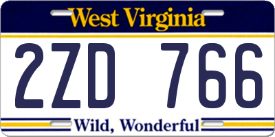 WV license plate 2ZD766