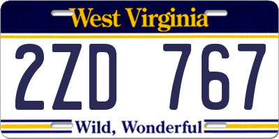 WV license plate 2ZD767