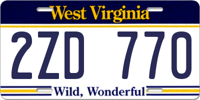 WV license plate 2ZD770
