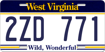 WV license plate 2ZD771