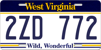 WV license plate 2ZD772