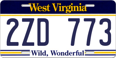 WV license plate 2ZD773