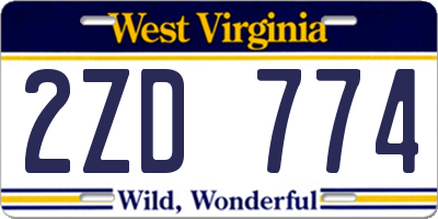 WV license plate 2ZD774
