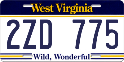 WV license plate 2ZD775