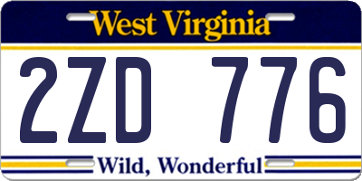 WV license plate 2ZD776