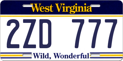 WV license plate 2ZD777