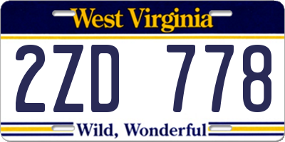 WV license plate 2ZD778