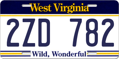 WV license plate 2ZD782