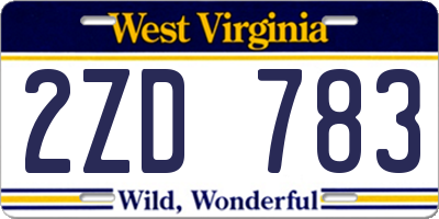 WV license plate 2ZD783