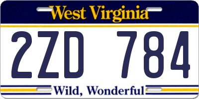 WV license plate 2ZD784