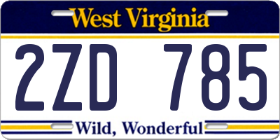WV license plate 2ZD785
