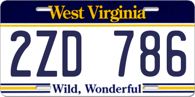 WV license plate 2ZD786