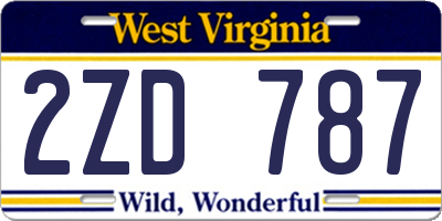 WV license plate 2ZD787