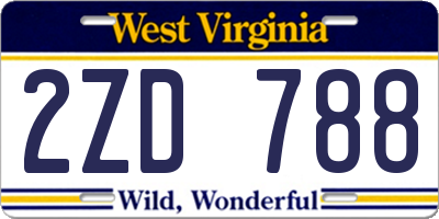WV license plate 2ZD788