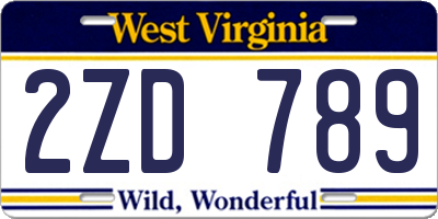 WV license plate 2ZD789
