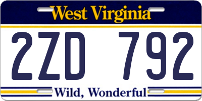 WV license plate 2ZD792