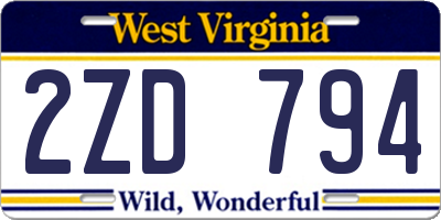 WV license plate 2ZD794