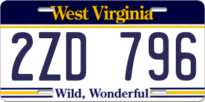 WV license plate 2ZD796