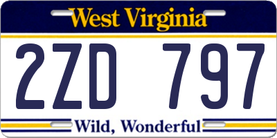 WV license plate 2ZD797