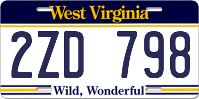 WV license plate 2ZD798