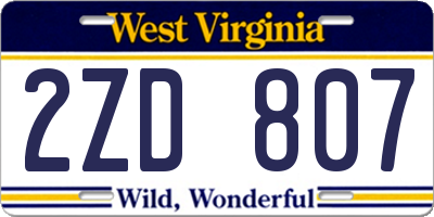 WV license plate 2ZD807