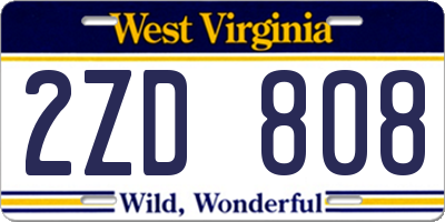WV license plate 2ZD808
