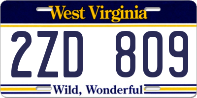 WV license plate 2ZD809