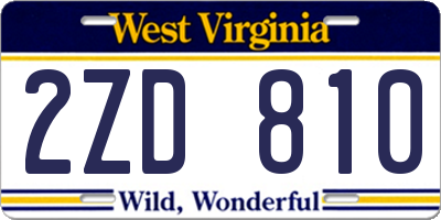 WV license plate 2ZD810