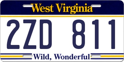 WV license plate 2ZD811