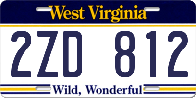 WV license plate 2ZD812