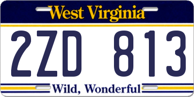 WV license plate 2ZD813