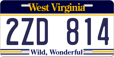 WV license plate 2ZD814