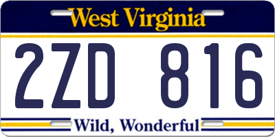 WV license plate 2ZD816