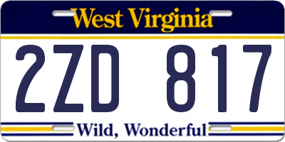 WV license plate 2ZD817