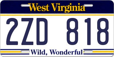 WV license plate 2ZD818