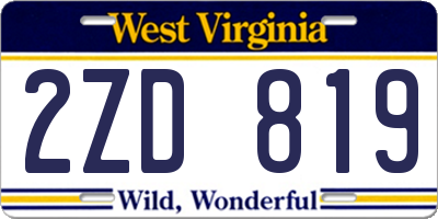 WV license plate 2ZD819