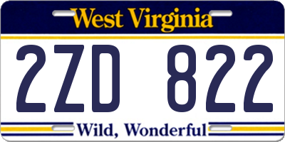 WV license plate 2ZD822