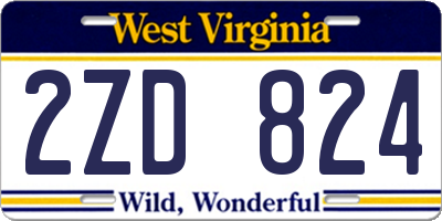 WV license plate 2ZD824