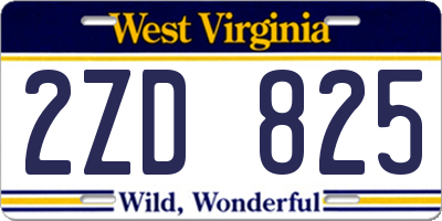 WV license plate 2ZD825